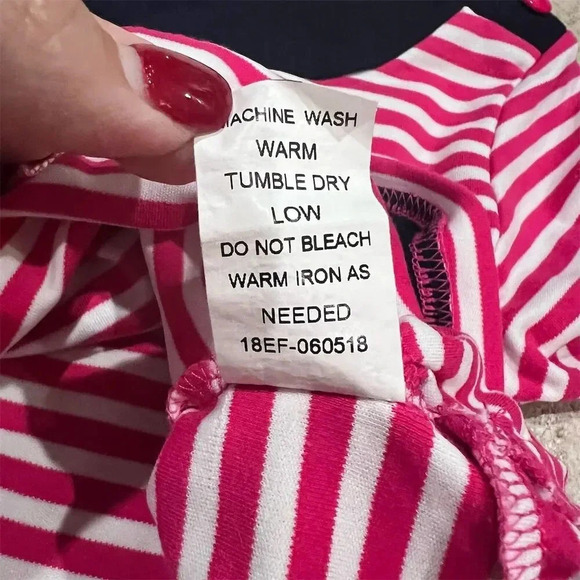 Florence Eiseman Girls 3T Pink Striped Knit Dress w/ Apples Casual - Picture 6 of 6